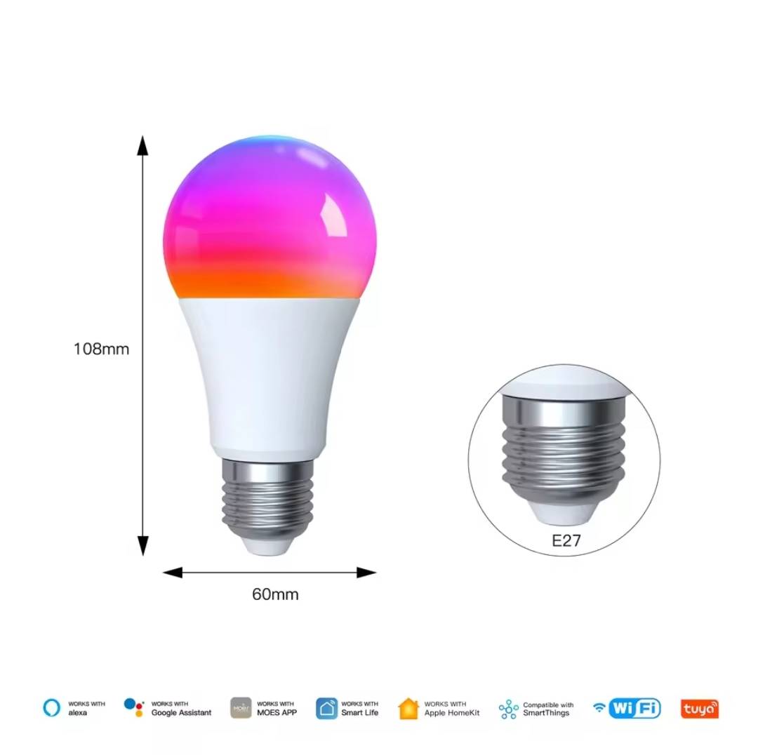 Smart WiFi LED Bulb - Compatible with Matter, Alexa, Google Home and Siri - 16 Million RGB Colors