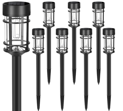 Pack of 8 Solar LED Garden Stakes - IP65 Waterproof Pathway Lights, Automatic Charging and Up to 10 Hours of Autonomy