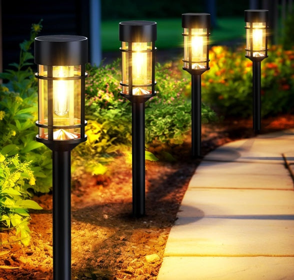 Pack of 8 Solar LED Garden Stakes - IP65 Waterproof Pathway Lights, Automatic Charging and Up to 10 Hours of Autonomy