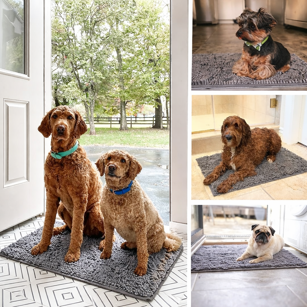 Super Absorbent Door Mat Indoor, Microfiber Quick Dry Chenille Entryway Rug, Non-Slip Front Door Mat, Indoor Mats for Entryway, Machine Washable Pet Rug, Grey 30"x19"