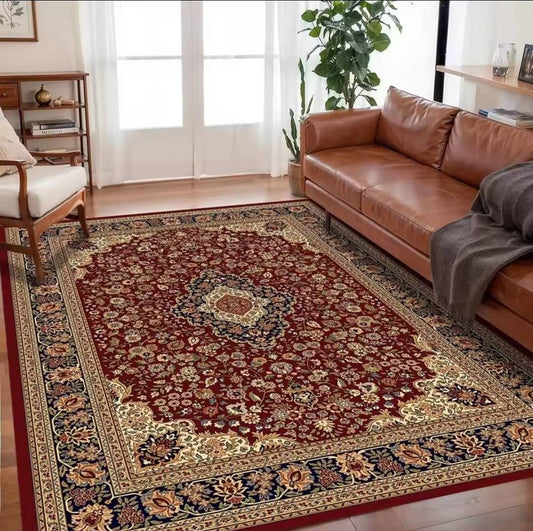 Boho Vintage Style Rug - Oriental Design, Non-Slip and Stain Resistant for Living Room, Bedroom and Dining Room