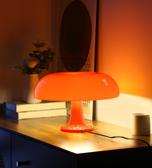 Anykonio Orange Mushroom Lamp, Mid-Century Modern Table Lamp for Bedroom, Minimalist Mushroom Decor, Small Night Lights, 2700K