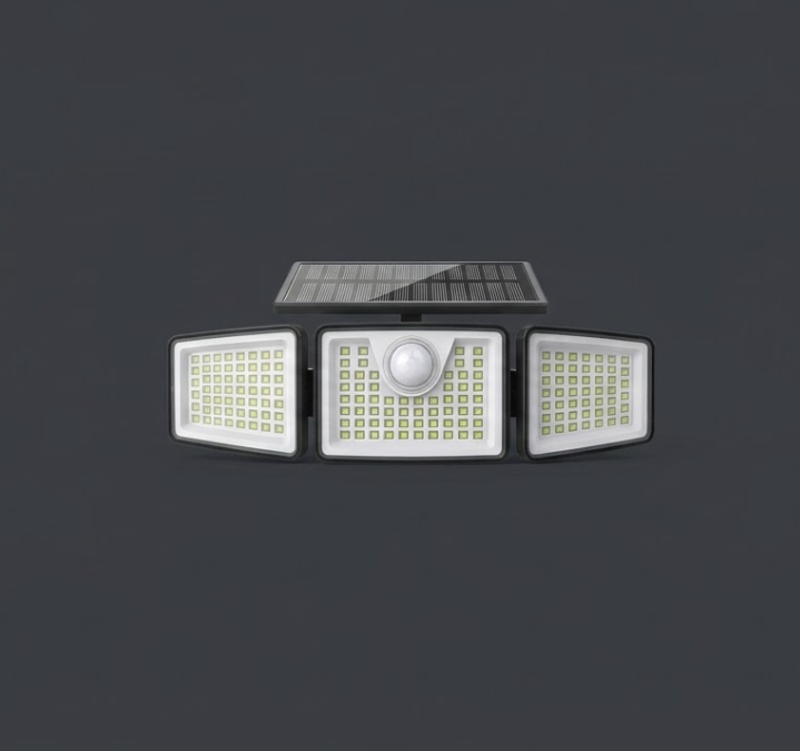 Outdoor Solar Spotlight 2500LM - Motion Sensor, 3 Adjustable 270° Heads, IP65 Waterproof