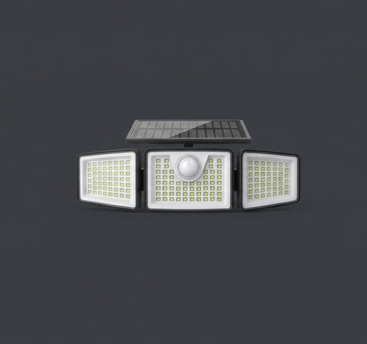Outdoor Solar Spotlight 2500LM - Motion Sensor, 3 Adjustable 270° Heads, IP65 Waterproof